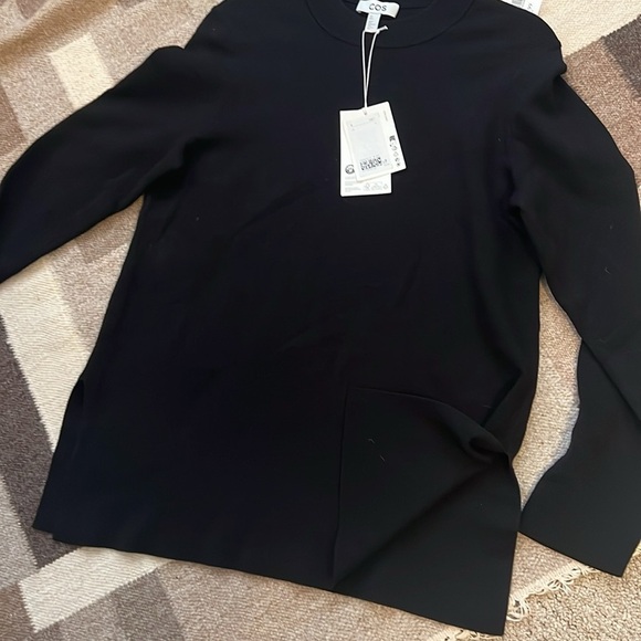 NWT Cos Womens Sweater Small Tunic black Wool blend mock neck Basic Minimalist - Picture 4 of 9